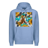 Colony Blue cowhide aztec horse Premium Hoodie - TumblerDesignByShophia