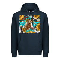 Navy cowhide aztec horse Premium Hoodie - TumblerDesignByShophia