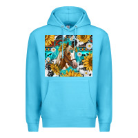 Ocean Blue cowhide aztec horse Premium Hoodie - TumblerDesignByShophia
