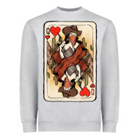 Heather Grey queen of hearts cowgirl Heavyweight Sweatshirt - NancyCooperArtShop