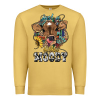 Antique Gold Just a little moody baby cow Premium Sweatshirt - HowdyJamesFarm