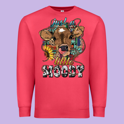 Just A Little Moody Baby Cow Premium Sweatshirt Designed By Howdyjamesfarm