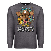 Charcoal Heather Just a little moody baby cow Premium Sweatshirt - HowdyJamesFarm