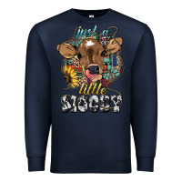Navy Just a little moody baby cow Premium Sweatshirt - HowdyJamesFarm