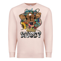 Pale Pink Just a little moody baby cow Premium Sweatshirt - HowdyJamesFarm