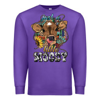 Purple Just a little moody baby cow Premium Sweatshirt - HowdyJamesFarm