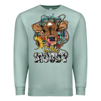 Seafoam Just a little moody baby cow Premium Sweatshirt - HowdyJamesFarm