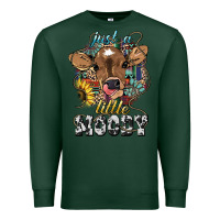 Sports Green Just a little moody baby cow Premium Sweatshirt - HowdyJamesFarm