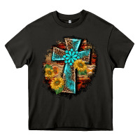 Asphalt western turquoise's leopard cross  wooden aztek sunflowers background Heavy Core Tee - BarkalooDesign
