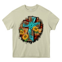 Mossy western turquoise's leopard cross  wooden aztek sunflowers background Heavy Core Tee - BarkalooDesign