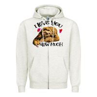 Oatmeal Heather Valentine Sloth, I Love You Slow Much Zipper Hoodie - Bettercallsaul