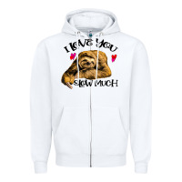 White Valentine Sloth, I Love You Slow Much Zipper Hoodie - Bettercallsaul