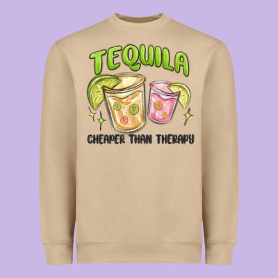 Tequila Cheaper Than Therapy Heavyweight Sweatshirt Designed By Maliassmallbusiness