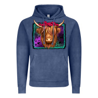 Vintage Denim halloween highland cow Vintage Hoodie - Jasminsmagicworld