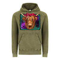 Vintage Olive halloween highland cow Vintage Hoodie - Jasminsmagicworld