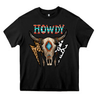 Black howdy boho skull Heavy Core Tee - CowhideDigitalArt