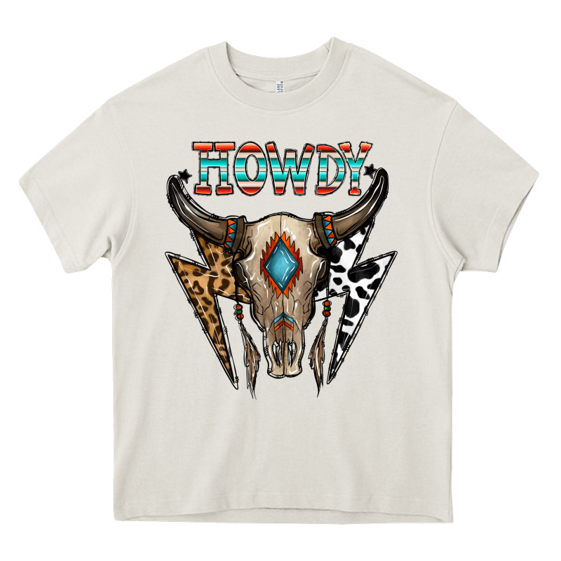Howdy Boho Skull Heavy Core Tee by CowhideDigitalArt | Teevron