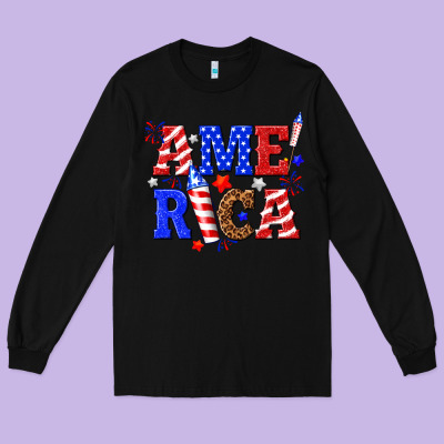 America Long Sleeve Tee Designed By Nancycooperartshop