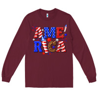 Burgundy America Long Sleeve Tee - NancyCooperArtShop