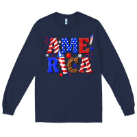 Navy America Long Sleeve Tee - NancyCooperArtShop