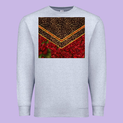 Red Roses With Leopard Premium Sweatshirt Designed By Tumblerdesignbyshophia
