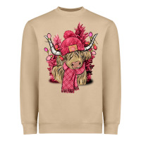 Pink Winter Long Haired Cow Heavyweight Sweatshirt | Teevron