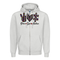 Dove Grey Peace Love Autism Zipper Hoodie - Bettercallsaul