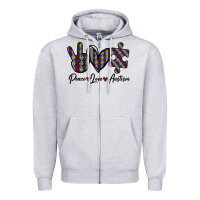 Heather Grey Peace Love Autism Zipper Hoodie - Bettercallsaul