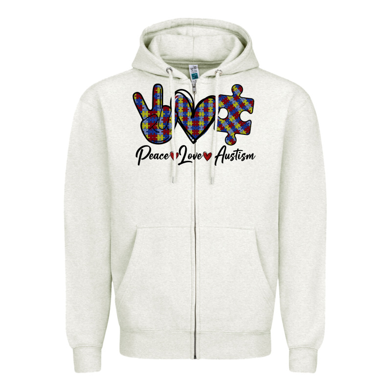 Peace Love Autism Zipper Hoodie by Bettercallsaul | Teevron