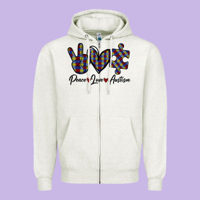 Peace Love Autism Zipper Hoodie Designed By Bettercallsaul