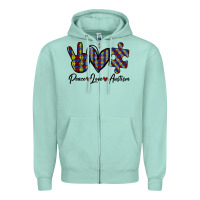 Seafoam Peace Love Autism Zipper Hoodie - Bettercallsaul
