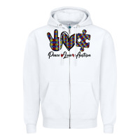 White Peace Love Autism Zipper Hoodie - Bettercallsaul