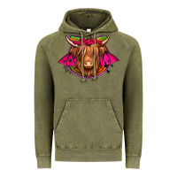 Vintage Olive halloween highland cow horseshoe Vintage Hoodie - Jasminsmagicworld