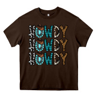 Chocolate Brown howdy howdy howdy Heavy Core Tee - CowhideDigitalArt