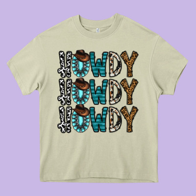Howdy Howdy Howdy Heavy Core Tee Designed By Cowhidedigitalart