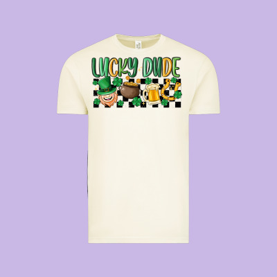 Lucky Dude Vintage Tee Designed By Maliassmallbusiness