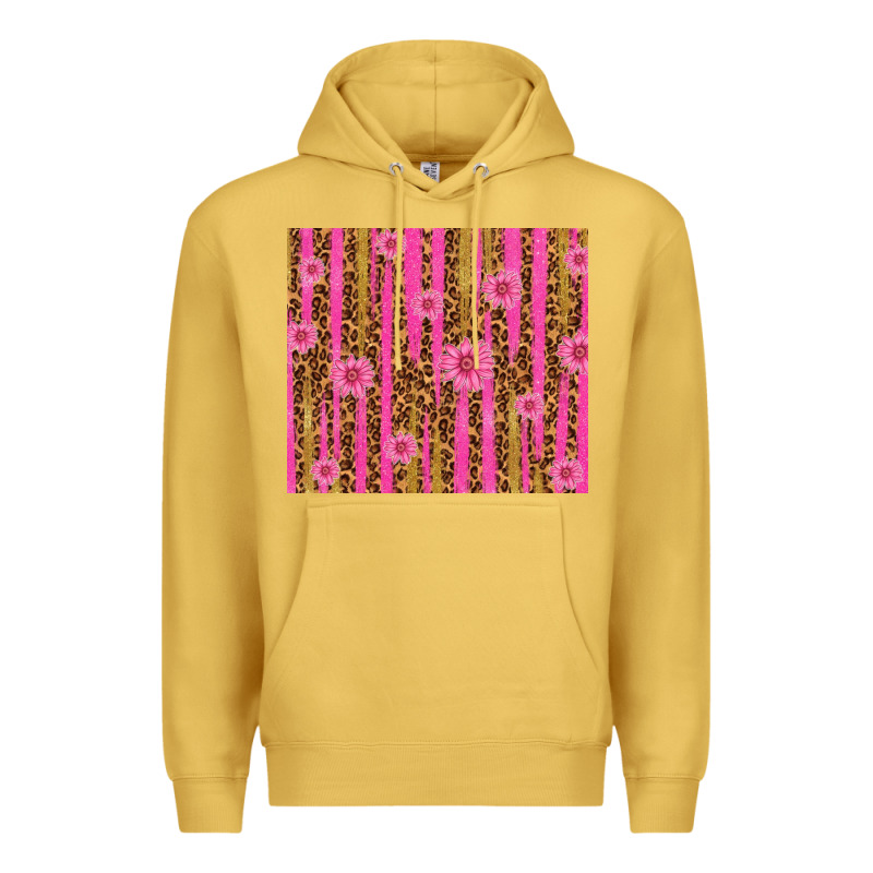 Glitter Pink Stripe Leopard Pattern With Flowers Premium Hoodie by TumblerDesignByShophia | Teevron
