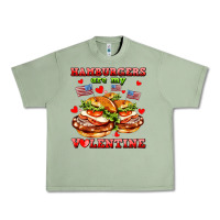 Oil Green hamburger are my valentine Urban Heavy Tee - AdoDesignShop