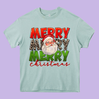 Merry Christmas Santa Heavy Core Tee Designed By Fadigitalartstudio