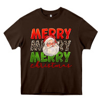 Chocolate Brown Merry Christmas Santa Heavy Core Tee - FaDigitalArtStudio