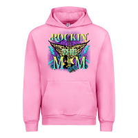 Fuchsia Pink Rockin' the mom Mother's Day Urban Hoodie - FaDigitalArtStudio