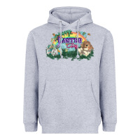 Heather Grey Happy Easter Day rainbow Heavyweight Hoodie - HowdyJamesFarm