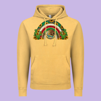 Mexican Flag Cactus And Sunflowers Rainbow Vintage Hoodie Designed By Jasminsmagicworld