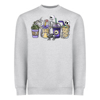 Heather Grey skeleton coffee cups Heavyweight Sweatshirt - NancyCooperArtShop