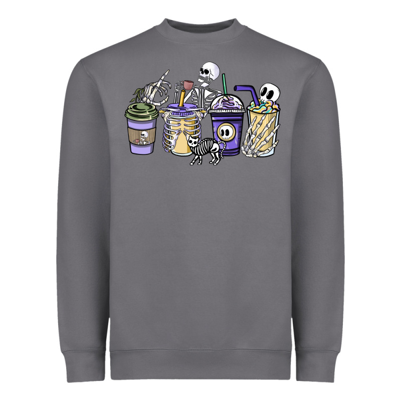 Skeleton Coffee Cups Heavyweight Sweatshirt by NancyCooperArtShop | Teevron