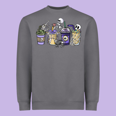 Skeleton Coffee Cups Heavyweight Sweatshirt Designed By Nancycooperartshop