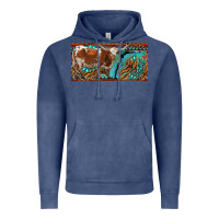 Vintage Denim texas longhorn with aztec tiger and  leopard Vintage Hoodie - RanaPortraitStore
