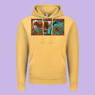 Texas Longhorn With Aztec Tiger And  Leopard Vintage Hoodie Designed By Ranaportraitstore