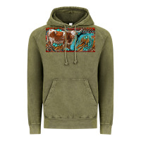 Vintage Olive texas longhorn with aztec tiger and  leopard Vintage Hoodie - RanaPortraitStore