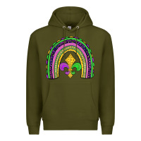 Army Green mardi gras fleur de lis rainbow Premium Hoodie - JahusDesignShop